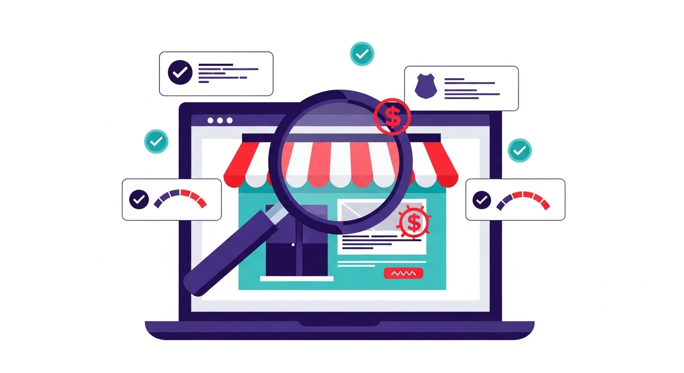 SEO audit diagnostic report for a local business website with category scores